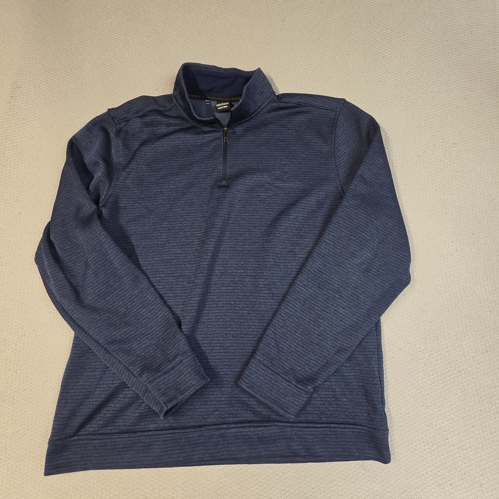 Under Armour Sweater Men Extra Large Blue Stripe Storm Golf 1/4 Zip Pullover XL